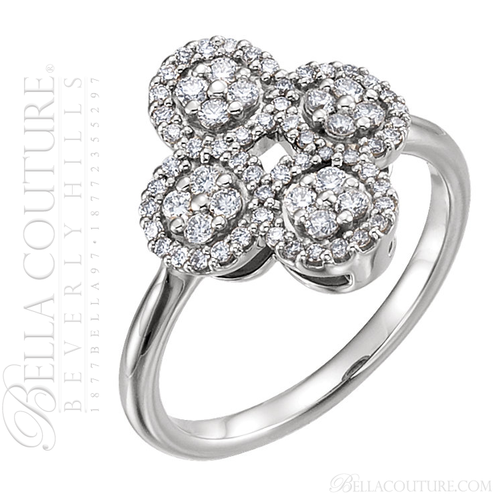 (NEW) BELLA COUTURE ETRUSCAN Fine Gorgeous Diamond Rose Gold Quatrefoil Clover Ring (1/2 CT. TW.)