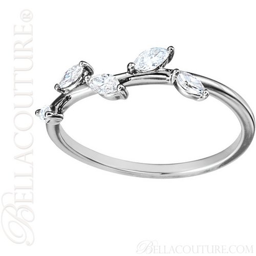 (NEW) BELLA COUTURE De VINE Fine Marquise Diamond 14K White Gold Ring Band (1/3 CT. TW.)