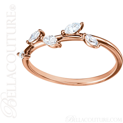 (NEW) BELLA COUTURE De VINE Fine Marquise Diamond 14K Rose Gold Ring Band (1/3 CT. TW.)