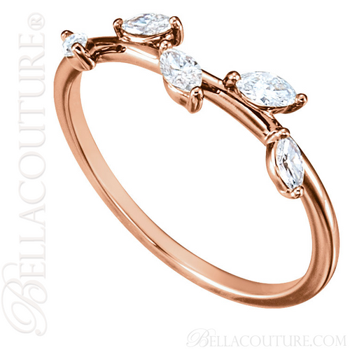 (NEW) BELLA COUTURE De VINE Fine Marquise Diamond 14K Rose Gold Ring Band (1/3 CT. TW.)