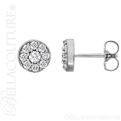 (NEW) BELLA COUTURE BRILLIANTE Diamond Cluster 14K White Gold Stud Earrings (1/2 CT. TW.)