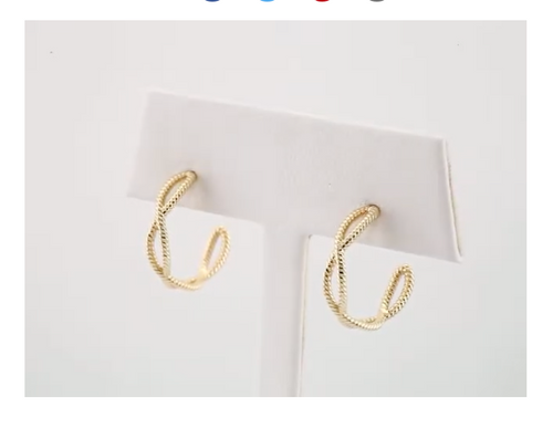 (NEW) BELLA COUTURE NALIA Gorgeous Fancy Open Filigree Twisted Rope Cable 14K Yellow Gold Hoop Earrings