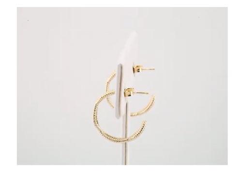 (NEW) BELLA COUTURE NALIA Gorgeous Fancy Open Filigree Twisted Rope Cable 14K Yellow Gold Hoop Earrings