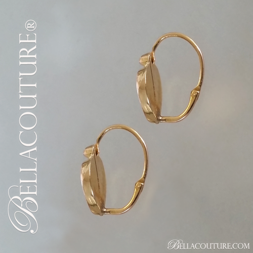 SOLD! - (ANTIQUE) Rare Gorgeous Victorian White Natural Freshwater Cultured Pearl 18K Yellow Gold Etched Heart Earrings c.1838 One of a Kind Fine Jewelry