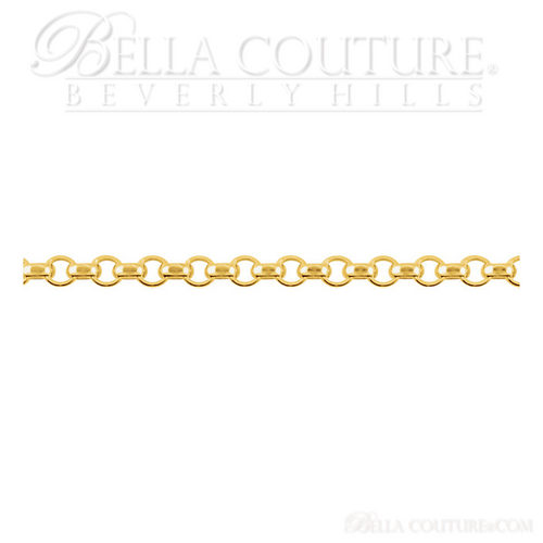 (NEW) BELLA COUTURE DEANA Gorgeous 14K Yellow 2.5mm Wide Rolo Link Charm Necklace (16" Inch)