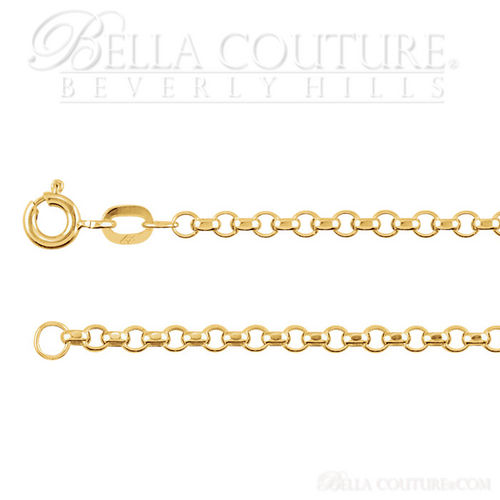 (NEW) BELLA COUTURE DEANA Gorgeous 14K Yellow 2.5mm Wide Rolo Link Charm Necklace (20" Inch)
