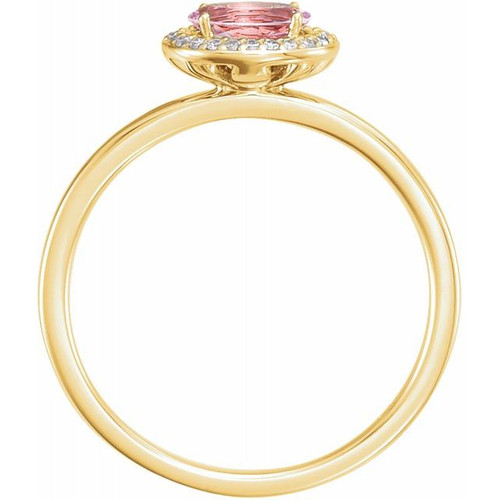 (NEW) BELLA COUTURE BALINA Fine Diamond Genuine 6 x 4 MM Morganite Oval Dainty Gemstone 14K Yellow Gold Ring
