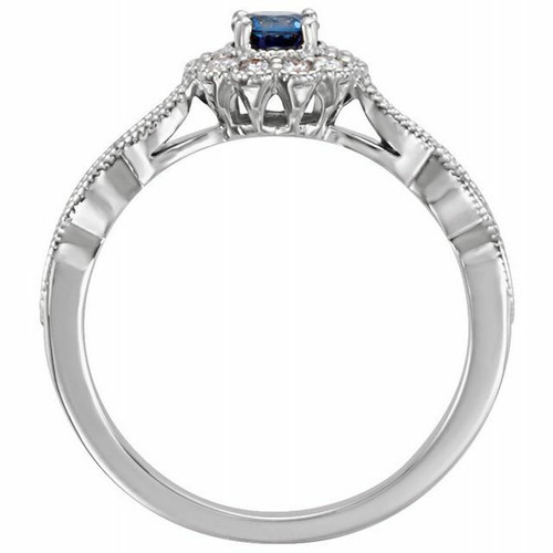 (NEW) BELLA COUTURE BELLA Fine Elegant Diamond Natural Blue Sapphire Gemstone Halo PLATINUM™ Ring