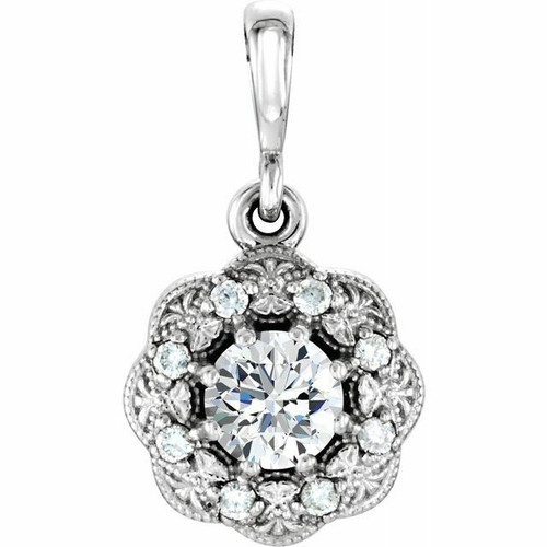(NEW) BELLA COUTURE ASHLEY Fine Elegant Diamond Halo PLATINUM™ Dangle Drop Pendant