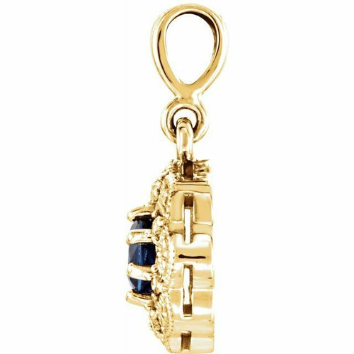 (NEW) BELLA COUTURE ASHLEY Fine Elegant Diamond Natural Ruby Gemstone Halo 14K Yellow Gold Dangle Drop Pendant