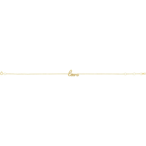(NEW) BELLA COUTURE Love Collection 14K Yellow Gold Script Chain Bracelet (7.5", 7", 6.5" Adjustable Length)