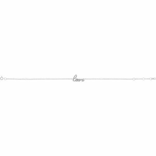 (NEW) BELLA COUTURE Love Collection 14K White Gold Script Chain Bracelet (7.5", 7", 6.5" Adjustable Length)