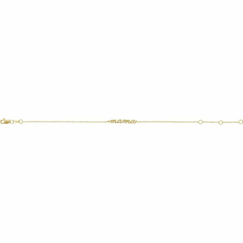 (NEW) BELLA COUTURE Family & Friends Collection Mama 14K Yellow Gold Script Chain Bracelet (7.5", 7", 6.5" Adjustable Length)