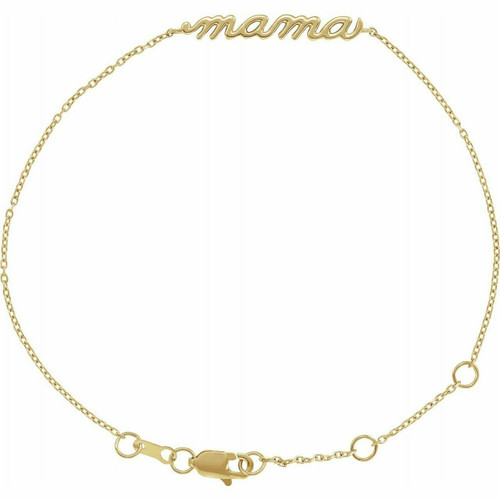 (NEW) BELLA COUTURE Family & Friends Collection Mama 14K Rose Gold Script Chain Bracelet (7.5", 7", 6.5" Adjustable Length)