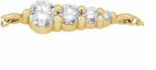 (NEW) BELLA COUTURE Jessie Graduated 1/10 CT Diamond 14K White Gold Charm Bracelet (7.5", 7", 6.5" Adjustable Length)
