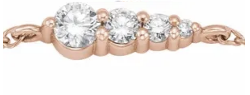 (NEW) BELLA COUTURE Jessie Graduated 1/10 CT Diamond 14K Yellow Gold Charm Bracelet (7.5", 7", 6.5" Adjustable Length)