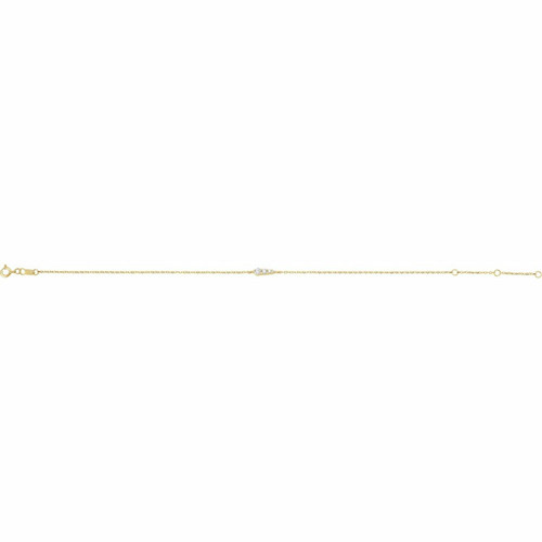 (NEW) BELLA COUTURE Jessie Graduated 1/10 CT Diamond 14K Yellow Gold Charm Bracelet (7.5", 7", 6.5" Adjustable Length)