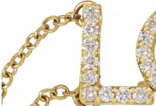 (NEW) BELLA COUTURE LOVE Graduated 1/3 CT Diamond 14K Yellow Gold Script Charm Double Chain Bracelet (7.5", 7", 6.5" Adjustable Length)