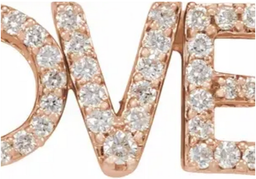 (NEW) BELLA COUTURE LOVE Graduated 1/3 CT Diamond 14K Rose Gold Script Charm Double Chain Bracelet (7.5", 7", 6.5" Adjustable Length)