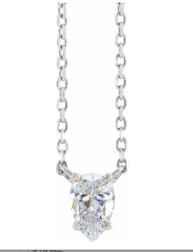 (NEW) BELLA COUTURE Solaria Solitaire Fine Diamond 14K Rose Gold Dangle Drop Pendant Chain Necklace (18", 16", Adjustable Length)