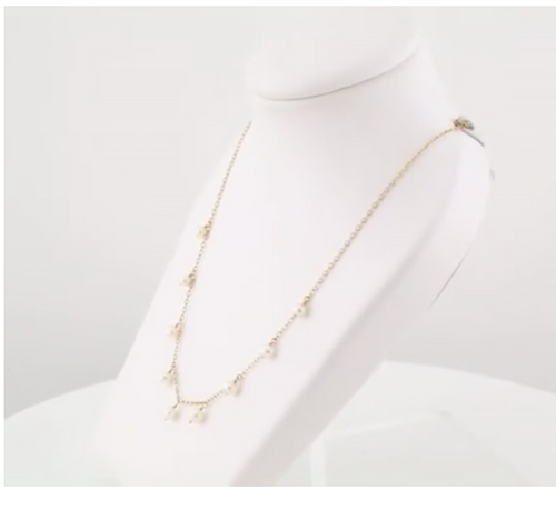 (NEW) BELLA COUTURE BERKIN 9 MM Natural Cultured Pearl 14K Yellow Gold Dangle Drop Pendant Necklace (18" Length)