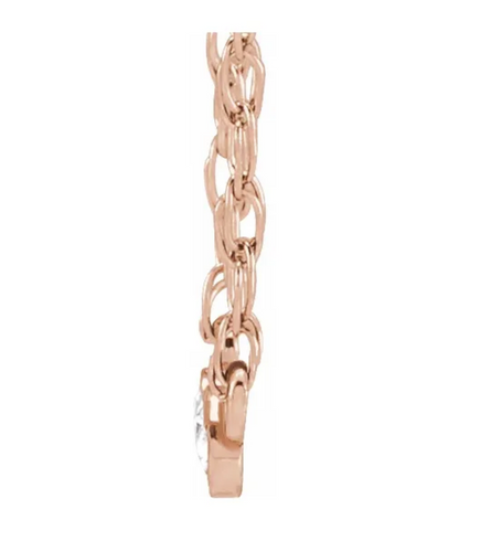 (NEW) BELLA COUTURE VICTORIANA Antique Rose Cut .04 Diamond 14K Rose Gold Pendant Chain Necklace 18"