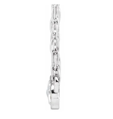 (NEW) BELLA COUTURE VICTORIANA Antique Rose Cut .06 Diamond 14K White Gold Pendant Chain Necklace 18"
