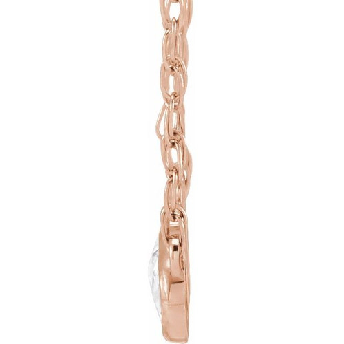 (NEW) BELLA COUTURE VICTORIANA Antique Rose Cut 1/5 CT Diamond 14K Rose Gold Pendant Chain Necklace 18"