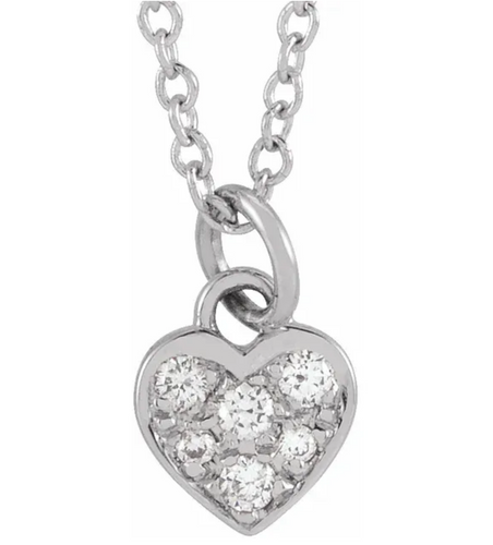 (NEW) BELLA COUTURE MISTY Heart .10 CT 6 Diamond 14K White Gold Dangle Drop Pendant Chain Necklace 18" - 16" (Adjustable Length) (NEW) BELLA COUTURE MISTY Heart .10 CT 6 Diamond 14K White Gold Dangle Drop Pendant Chain Necklace 18" - 16" (Adjustable Length)