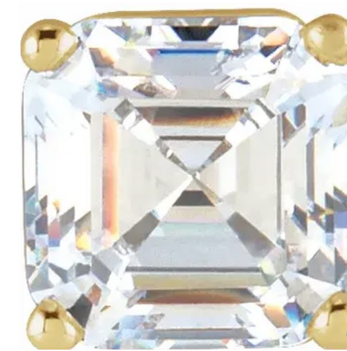 (NEW) BELLA COUTURE® VALE VS1 ASSCHER CUT DIAMOND 14K YELLOW GOLD 4-PRONG STUD POST EARRINGS (1/3 CT. TW.)