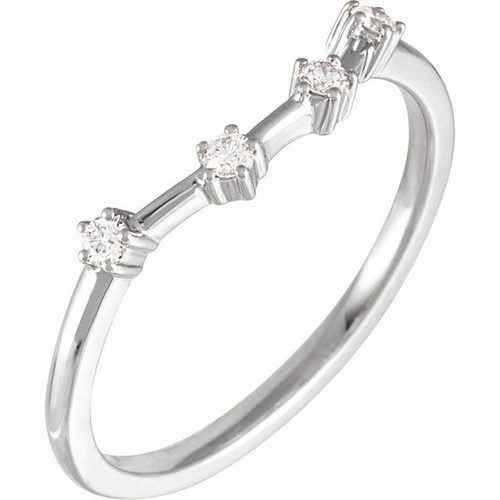 (NEW) BELLA COUTURE COSMIC DIAMONDS Aquarius Constellation Diamond 14K White Gold Stackable Ring Band (.10CT. TW.)
