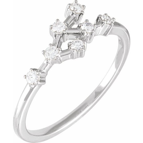 (NEW) BELLA COUTURE COSMIC DIAMONDS Cancer Constellation Diamond 14K White Gold Stackable Ring Band (1/5 CT. TW.)
