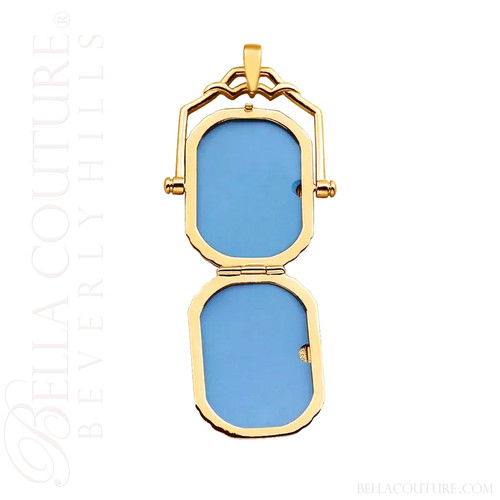 (NEW) BELLA COUTURE Monica 14K Yellow Swivel Locket Charm Pendant (34 MM x 24 MM)