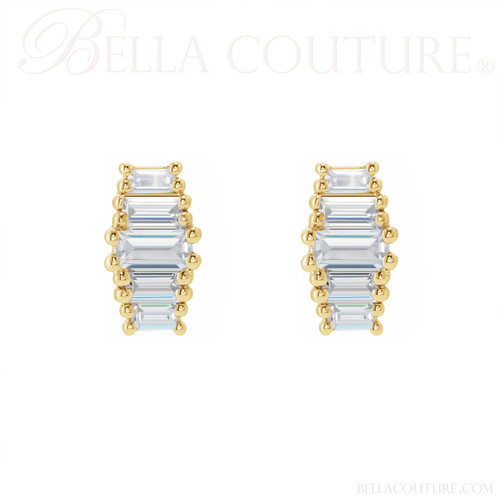 ZARAA 14K Yellow Gold 1/2 CT Diamond Stud Earrings By BELLA COUTURE ® - BAGUETTE COLLECTION