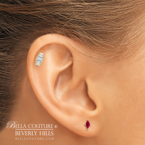 ZARAA 14K Yellow Gold 1/2 CT Diamond Stud Earrings By BELLA COUTURE ® - BAGUETTE COLLECTION