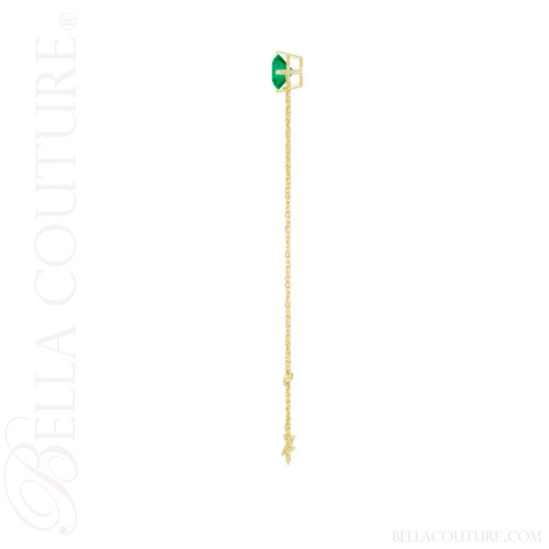 (NEW) BELLA COUTURE® VERDANT 6MM Emerald 14K Yellow Gold Link Chain Bracelet (6.5, 7, 7.5" inch)
