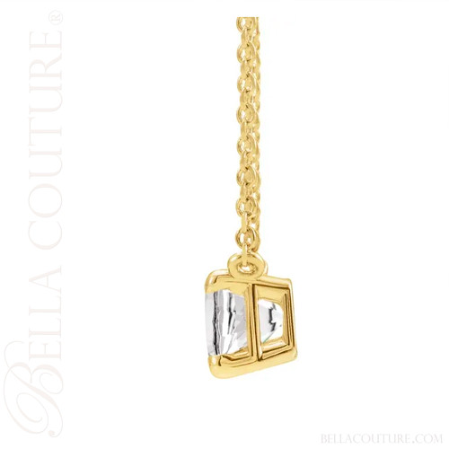 (NEW) BELLA COUTURE® LORA 14K Yellow Gold Solitaire Baguette White Topaz Link Chain Necklace (18")