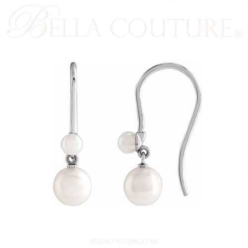 (NEW) BELLA COUTURE® PETRA FRESHWATER PEARL PLATINUM™ DANGLE DROP FRENCH HOOK EARRINGS