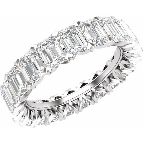 (NEW) ANISTON 5 1/2 CTW Diamond Emerald Cut Eternity 14K Rose Gold Ring Band (Price Upon Request)