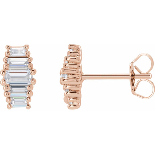 ZARAA 14K Rose Gold 1/2 CT Diamond Stud Earrings By BELLA COUTURE ® - BAGUETTE COLLECTION