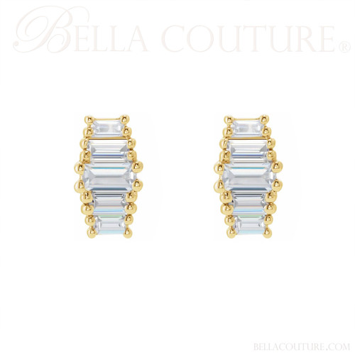 ZARAA 14K Rose Gold 1/2 CT Diamond Stud Earrings By BELLA COUTURE ® - BAGUETTE COLLECTION