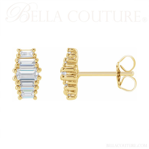 ZARAA 14K Rose Gold 1/2 CT Diamond Stud Earrings By BELLA COUTURE ® - BAGUETTE COLLECTION