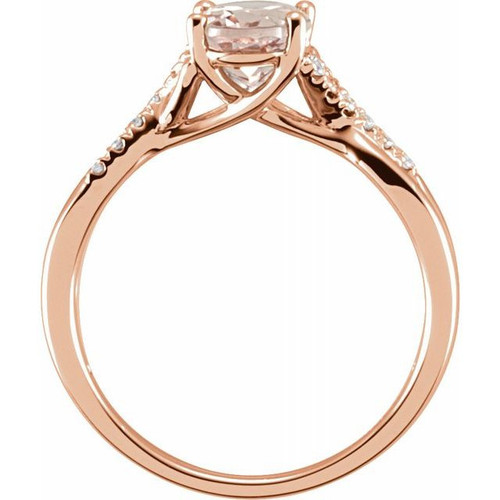 (NEW) BELLA COUTURE KALSIE Gorgeous Pink Morganite Pave' Diamond 14K White Gold Ring (.10 CT. TW.)