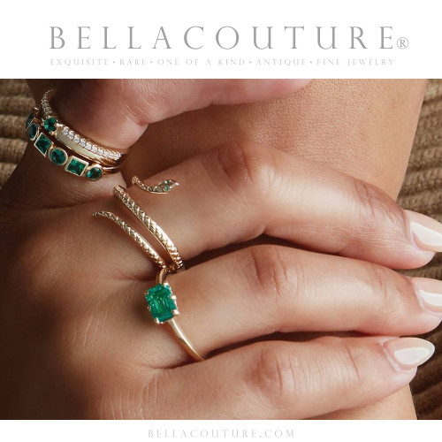 (NEW) BELLA COUTURE® DE' CHANEL NATURAL DIAMOND 1 & 1/4 CT EMERALD BAGUETTE 14K YELLOW GOLD POST HOOP HUGGIE EARRINGS (22MM)