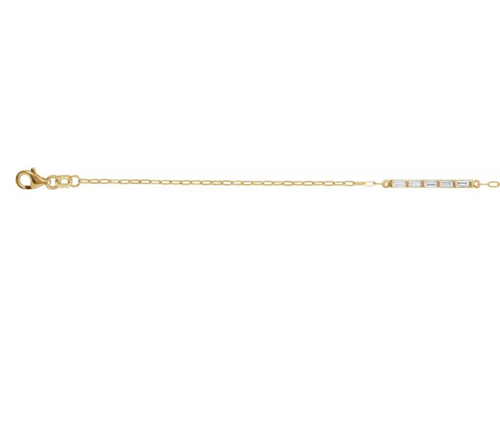 (NEW) BELLA COUTURE® ARIANNA BAGUETTE DIAMOND BAR 1/3 CT 14K YELLOW GOLD BRACELET (7.5" / 7" / 6.5" Adjustable)