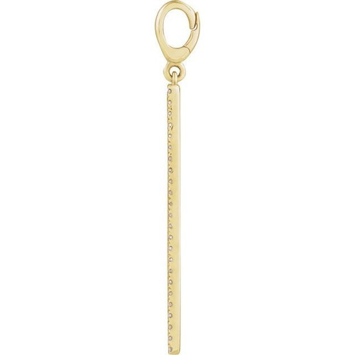 (NEW) BELLA COUTURE® BRIELL 14K Yellow Gold Engravable 1/3 CTW Natural Diamond Rectangle Tag Charm Pendant (14 Letter Limit) (Personalize & Engravable)