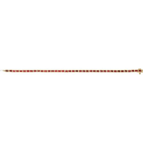 (NEW) BELLA COUTURE® ASHLEY 5CT RUBY BAGUETTE 14K YELLOW GOLD LINE TENNIS BRACELET (7")