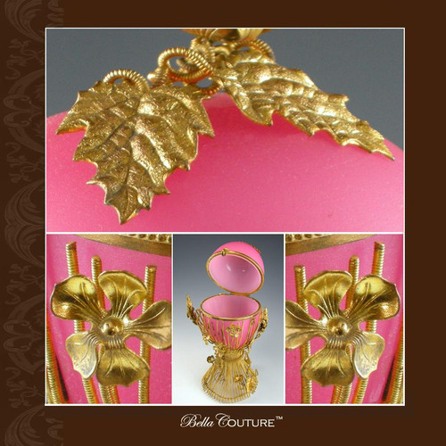 SOLD! - (ANTIQUE) Rare Grandest Napoleon III Palais Royal Passion Pink Opaline Glass Egg Casket Box