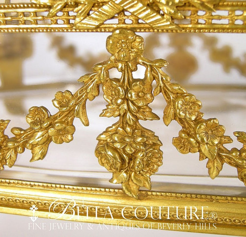 SOLD! - (ANTIQUE) French Empire Baccarat Crystal Glass Dore Bronze Ormolu Jardiniere Dish