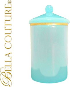 SOLD! - (ANTIQUE) Victorian French Blue Glass Opaline Ormolu Tall Box Cookie Jar